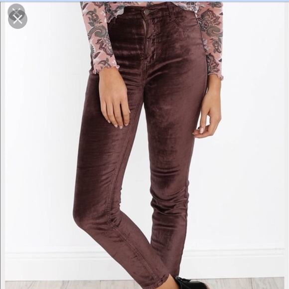 Free People Pants - 🏷FREE PEOPLE//mulberry high rise velvet ankle 30